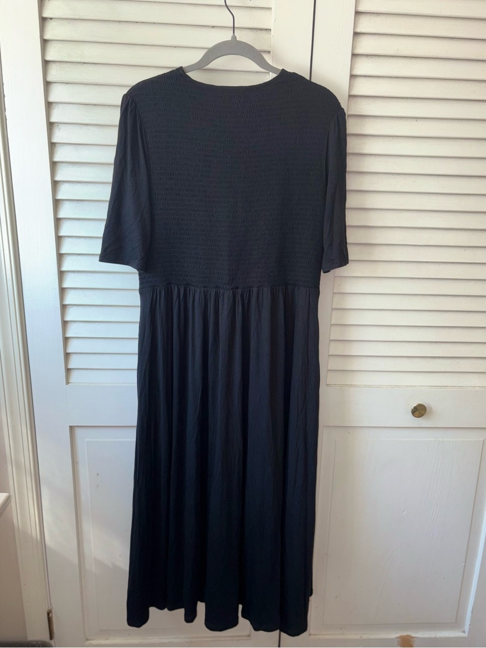 Boden Bethany Smocked Jersey Maxi Dress 12 Black Pockets ECOVERO - Picture 4 of 5